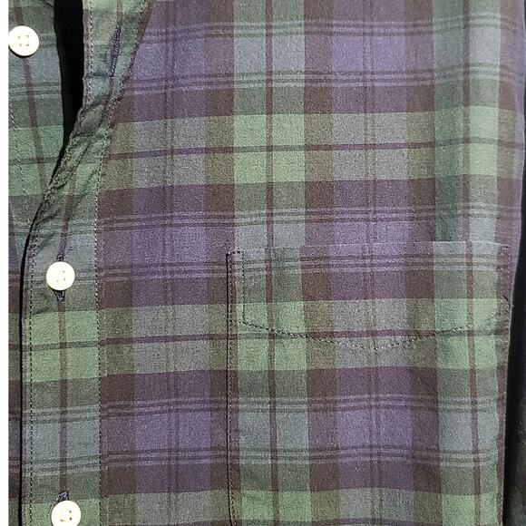 J. Crew Classic Secret Wash Button Front Shirt Green Tartan Plaid - Picture 3 of 5